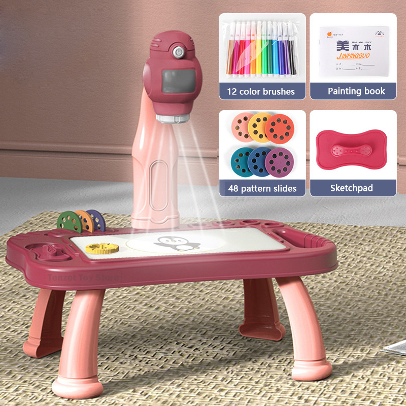 Kids Education Desk - Children Led Projector Art Drawing Table