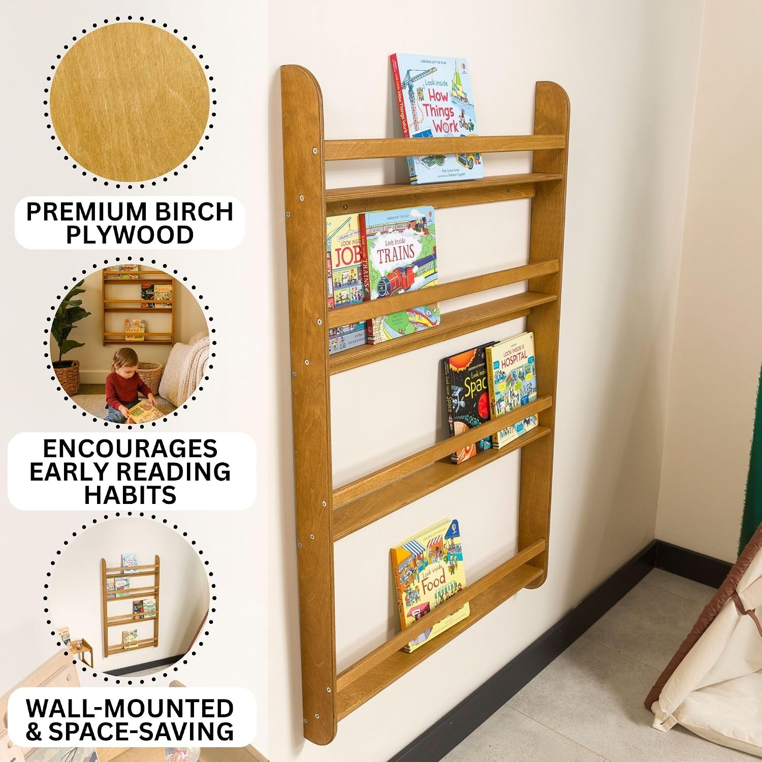 Montessori Wall Bookshelf Todd - đánh giá và giá Montessori Shelf Toy